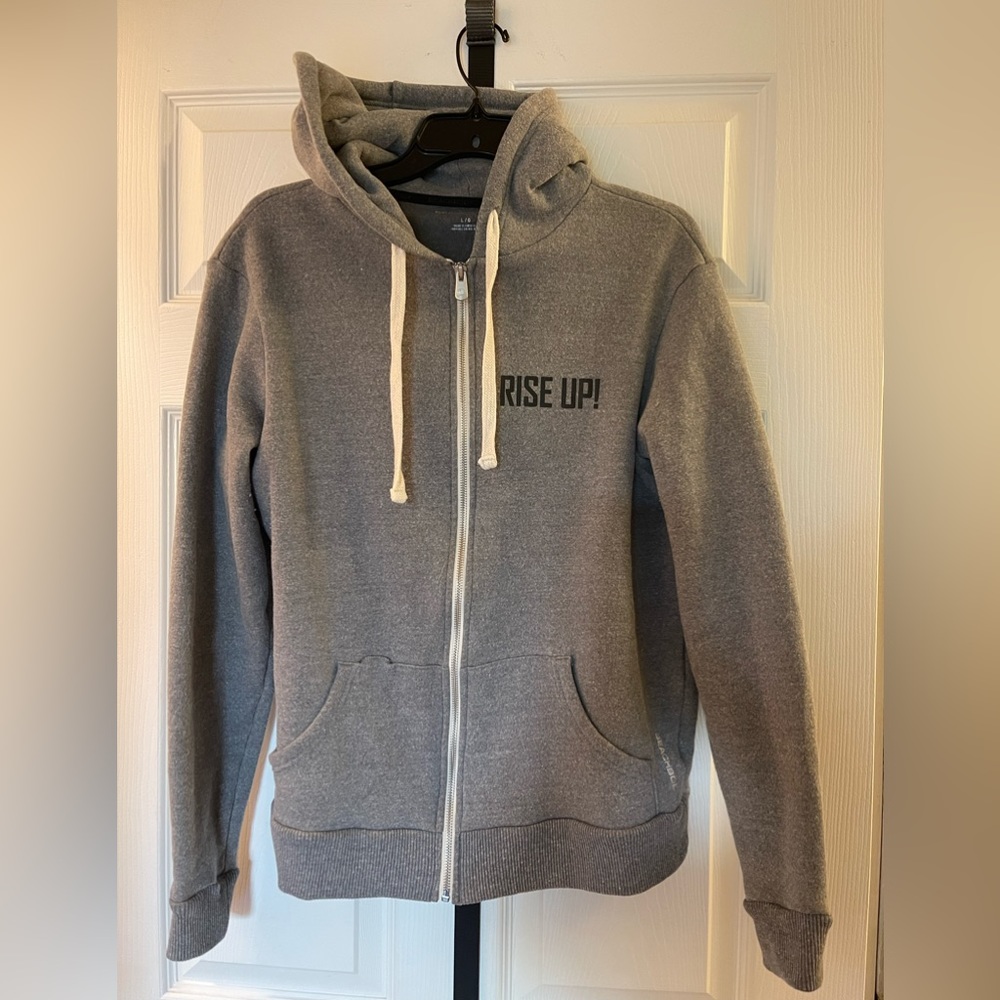 Beachbody, Rise Up/Transform 20 Grey zip up fleece hoodie, Size Large
